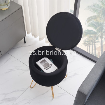 Gold Foot Stool de almacenamiento de terciopelo Otomano para el hogar